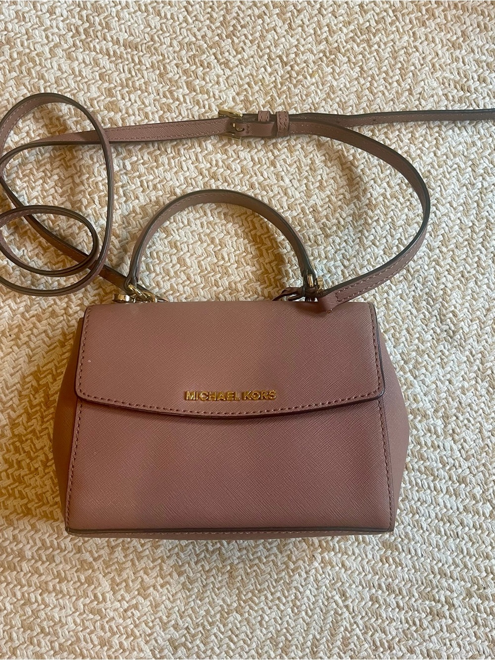 Michael Kors Dusty Rose Leather Mini Top-Handle Crossbody